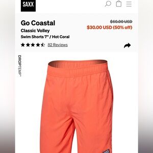 Go constal Classic Volley
Swim Shorts 7" / Hot Coral